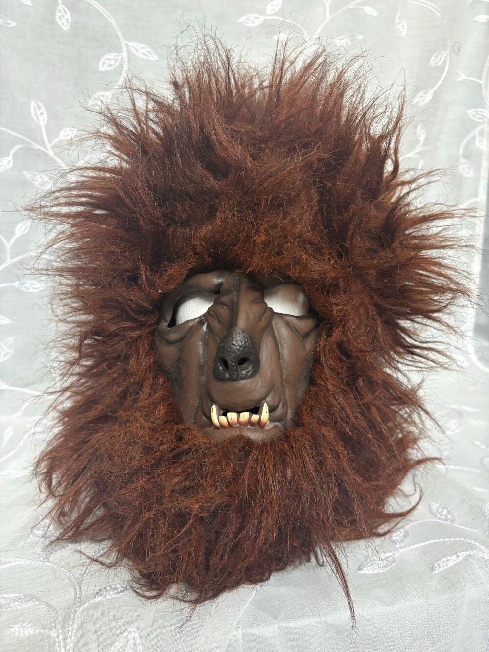 Vintage 1996 Paper Magic Group Werewolf Wolf Man Mask Brown Hair Halloween
